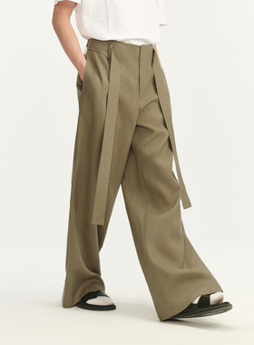 UNICA HOMME//何运晨同款 男士宽松休闲裤质感西裤亚麻阔腿裤