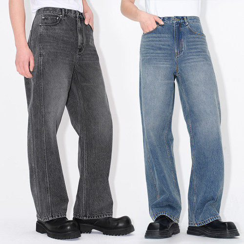 UNICAHOMME侧边结构阔腿牛仔裤