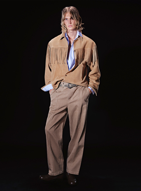 UNICAHOMME流苏装饰羊皮夹克