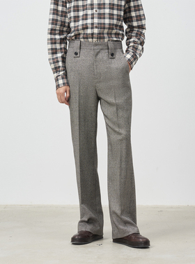 UNICA HOMME/潇洒有型B败_定制精纺羊毛杂点混色直筒裤显腿长舒适