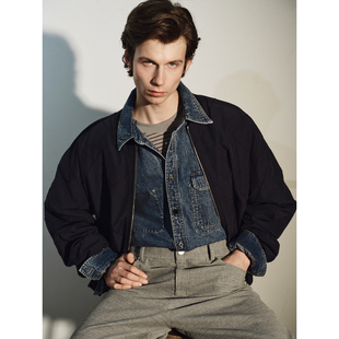 棋盘格翻领尼龙复古工装 UNICA 风潮席卷短款 美式 夹克外套男 HOMME