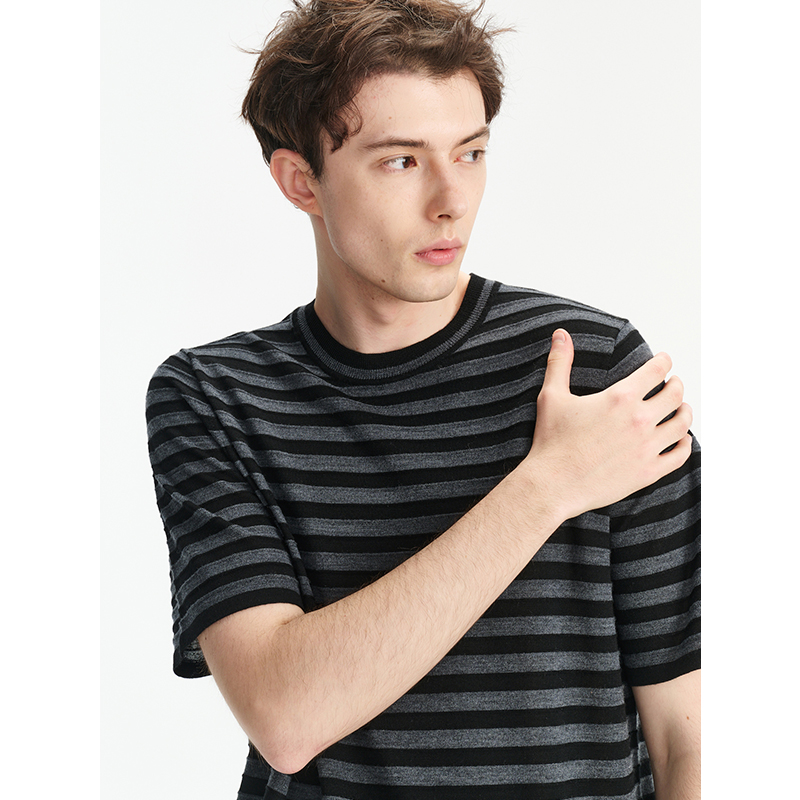 UNICAHOMME羊毛条纹针织T恤
