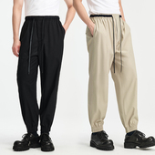 撞色抽绳宽松锥形长裤 UNICA HOMME 垂顺休闲白色男生