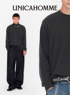 UNICAHOMME/多色打底t恤男装男士磨毛内搭双领型基础上衣