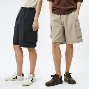 短裤 时髦简约范_空气层面料休闲松紧腰工装 男 HOMME UNICA