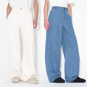 HOMME 明星同款 潮流土耳其 UNICA 西班牙进口捏褶休闲牛仔裤 阔腿