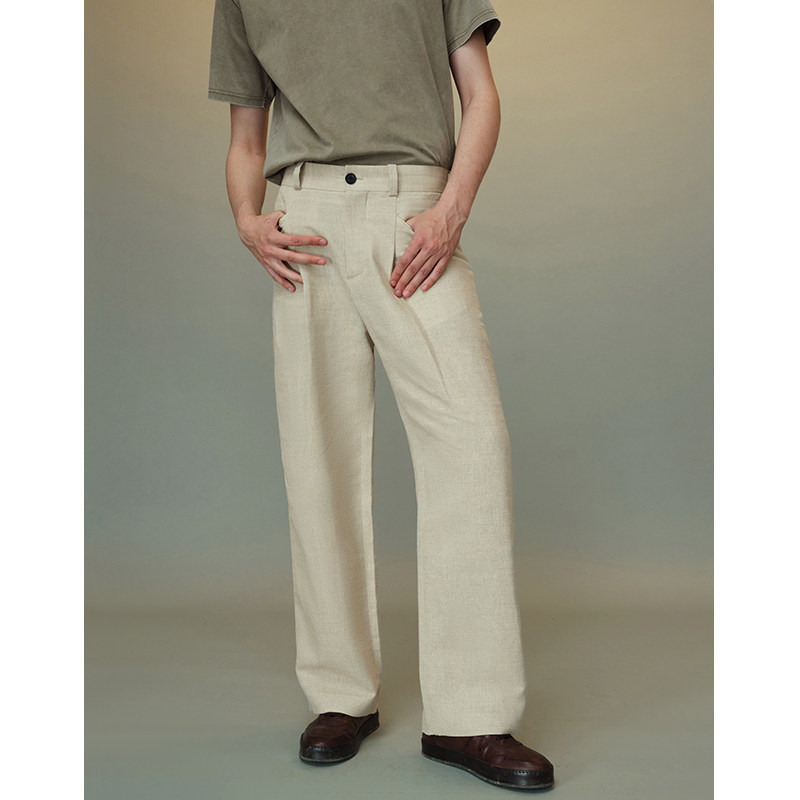 UNICA HOMME/前插袋立体廓形意大利面料亚麻西裤男宽松直筒裤,男装,休闲裤,淘宝优惠券,粉丝福利购,淘宝优惠卷
