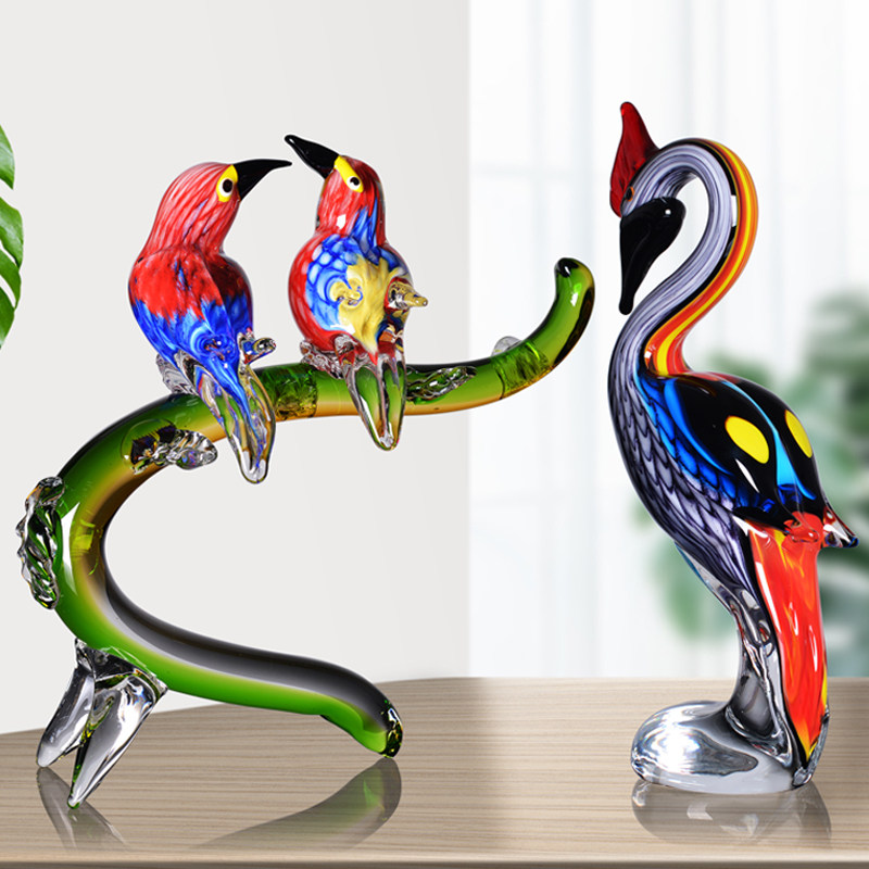 新中式琉璃工艺品客厅摆件轻奢创意水晶玻璃招财家居饰品生日礼品