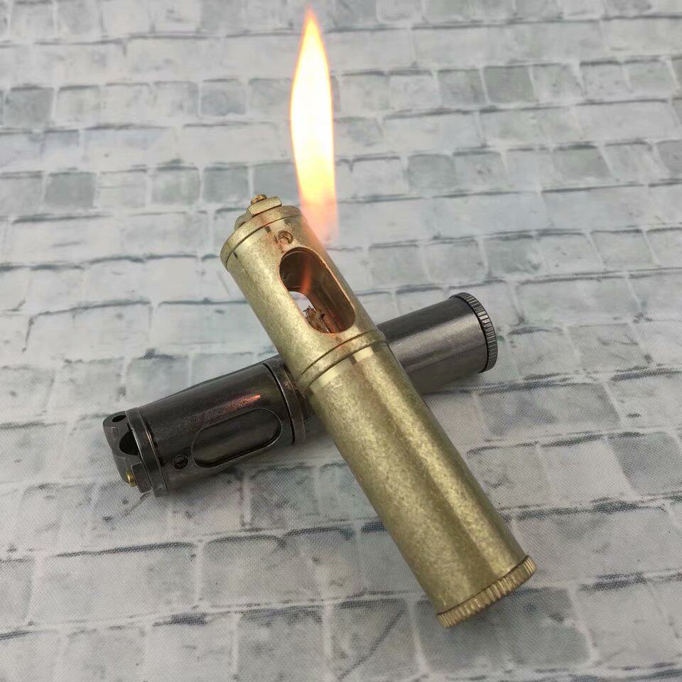 复古老式旋转煤油打火机横向侧滑手工战壕火机复古创意男士