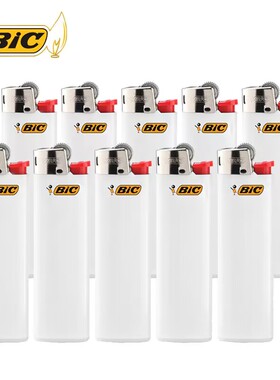 法国bic比克j3纯白防爆打火机整盒火石一次性砂轮式滑轮齿轮男士