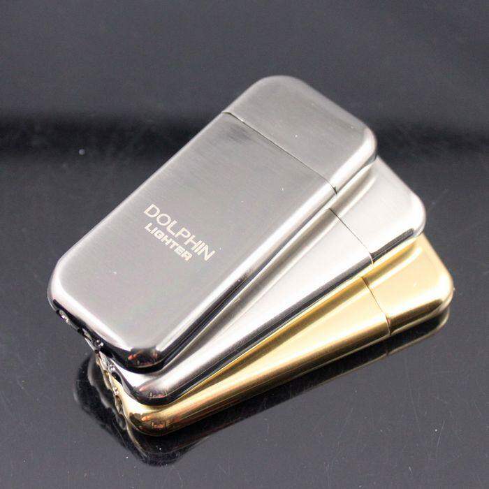 海豚珍珠机超薄金属砂轮火石明火充气打火机创意个性刻字定制广告