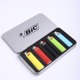 铁盒装 5只礼盒法国比克BIC防爆J3J5防爆火石打火机砂轮打火机