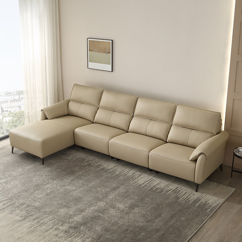 全友家居正品 门店同款 22777-1 真皮转角l型 直排现代电动皮沙发