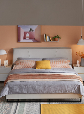 全友家居正品 门店同款 浅绘系列  802607 软包双人床1.5米 1.8米