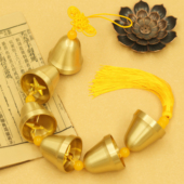 高品质纯铜铃铛风铃挂件6个7个9个一串现代中式 家居店铺玄关门饰