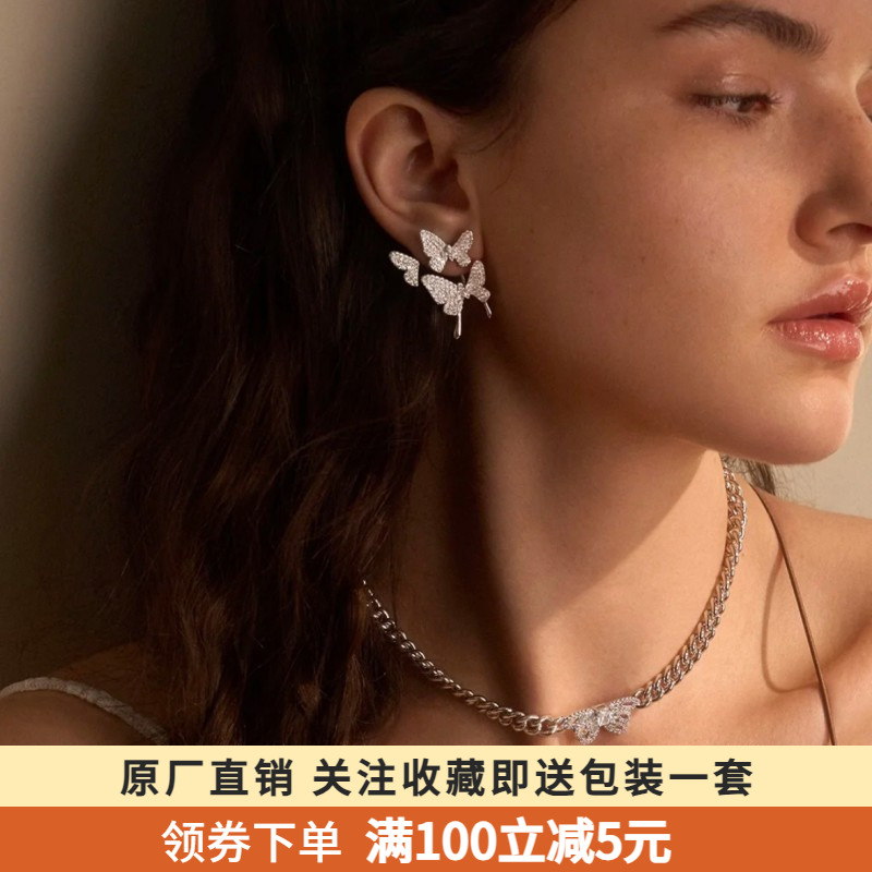 hefang925纯银何方蝴蝶梦耳环