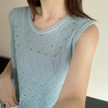 法式波点亚麻亮片纱针织吊带背心女独特辣妹休闲无袖内搭上衣夏