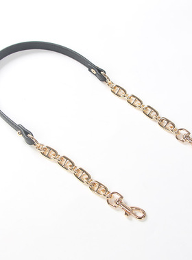 短肩带牛皮带包包配件黑色焦糖色腋下带猪鼻孔链条带替换带子h058