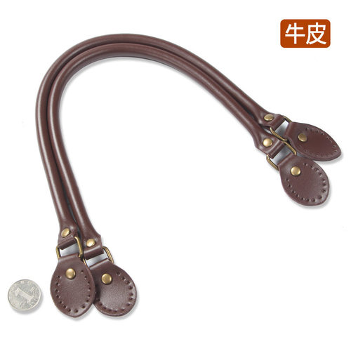 牛皮黑色咖啡色手缝短肩带