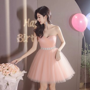 KTV小礼服2026新款生日短款抹胸小短裙姐妹晚宴聚会成人礼派对服