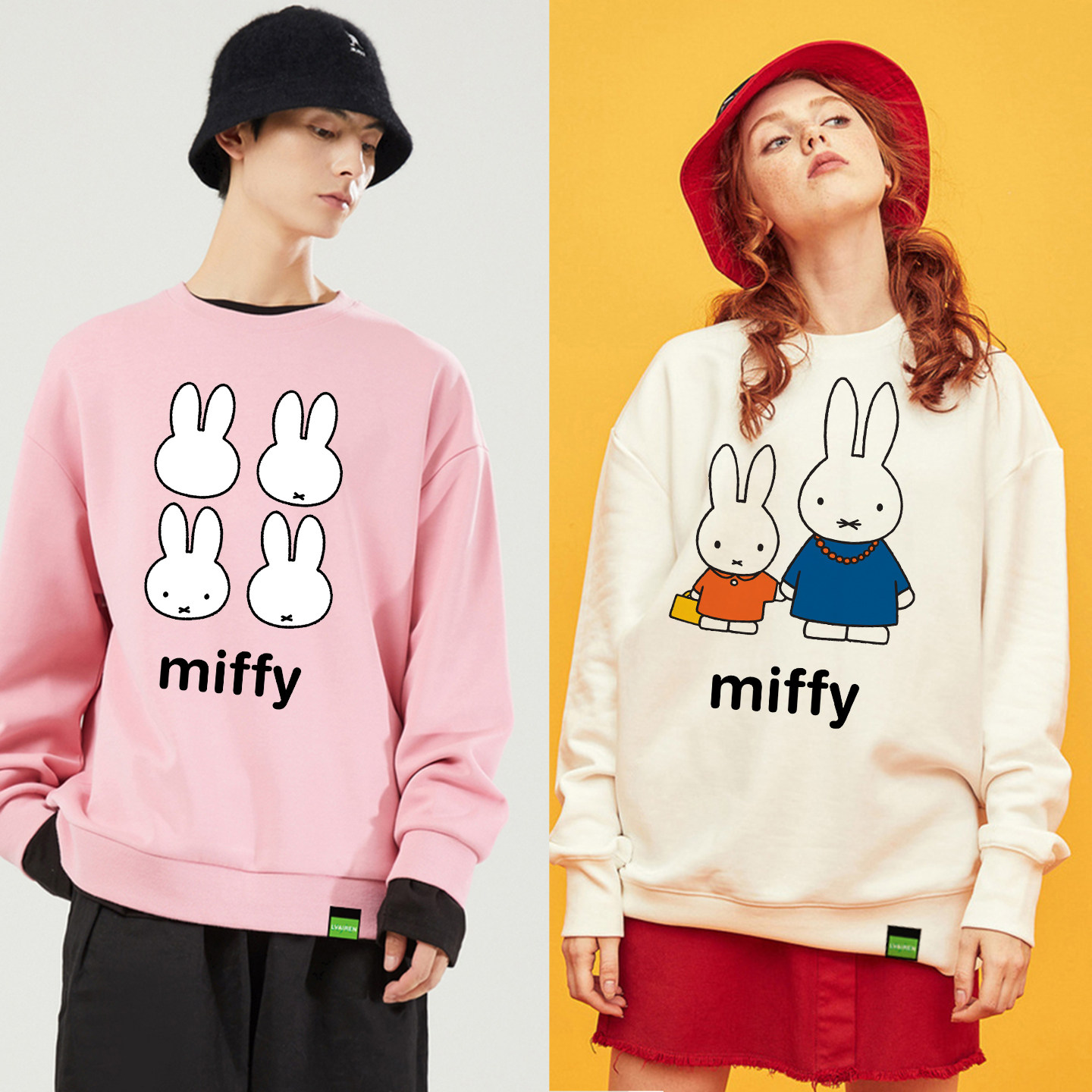 兔子印花米2026菲小清新学生校园风卫衣男女情侣装春秋连帽衫外套