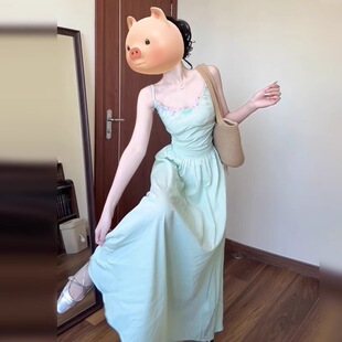 小个子海边度假气质仙女 欧式 2025新款 法式 绝美吊带连衣裙子女夏季