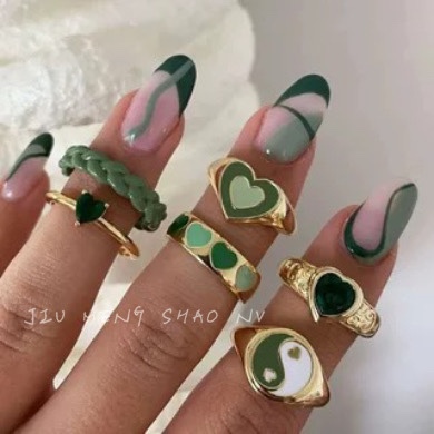 欧美夸张复古桃心套装多款戒指