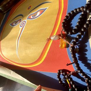 尼泊尔手绘唐卡】般若眼办公室书房相框摆件送礼43*43ｃｍ装饰