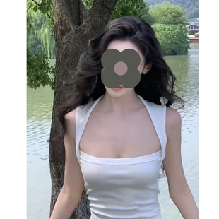 网红迪迪不畏同款新款小众设计包肩平口背心性感方领显瘦打底上衣