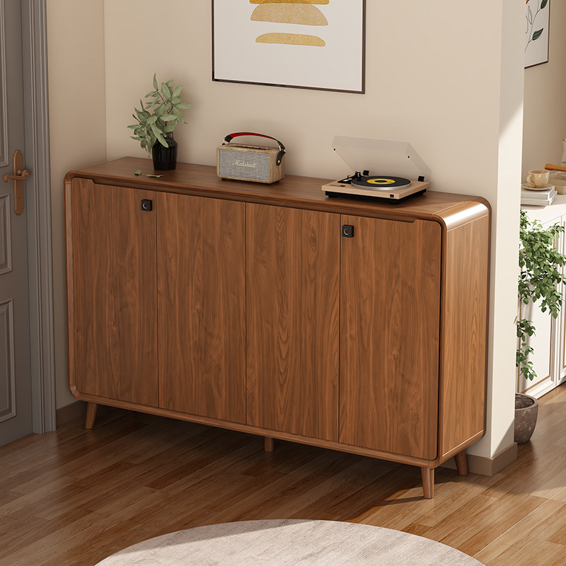 指纹锁新中式大容量鞋柜实木走廊楼道户外电梯门外家用门口胡桃色,住宅家具,鞋柜,淘宝优惠券,粉丝福利购,淘宝优惠卷