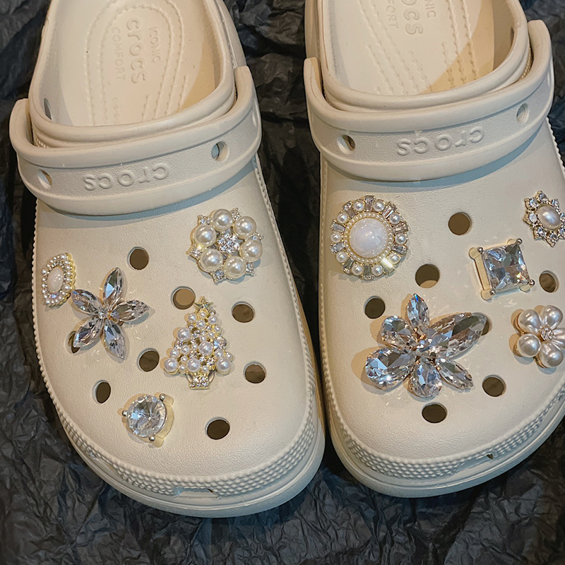璀璨人生~洞洞鞋配饰水钻珍珠高级感金属鞋扣适配crocs洞洞鞋鞋花