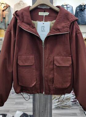 加绒加厚派克服短款韩版宽松
