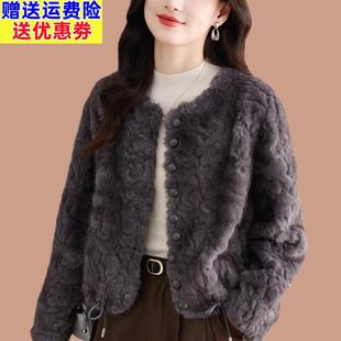 皮毛一体2025新款爆款小个子海宁皮草外套女年轻款仿貂毛毛开衫厚