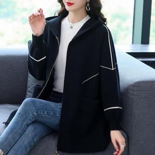 胖MM连帽双面呢大衣秋冬中长款妈妈加肥加大码200斤羊毛拉链开衫