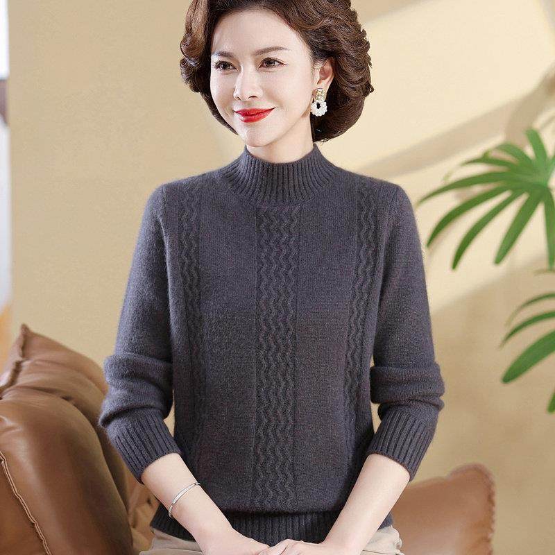中老年妈妈装秋冬新款100%纯羊绒加厚毛衣阔太太半高领羊毛打底衫,女装/女士精品,羊绒衫,淘宝优惠券,粉丝福利购,淘宝优惠卷