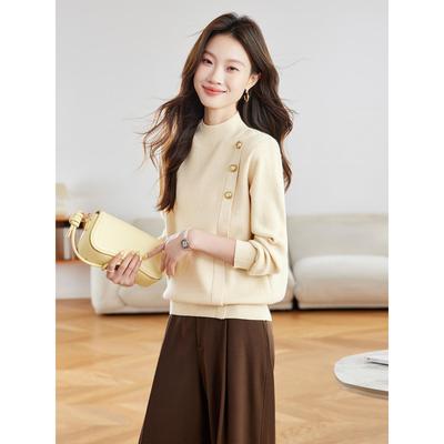 2025秋冬季新款半高领毛衣女针织内搭时尚休闲打底衫短款宽松上衣