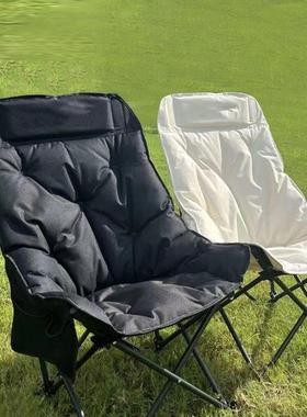 户外折叠月亮椅便携式加高加厚靠背太空棉午休坐躺露营钓鱼凳子