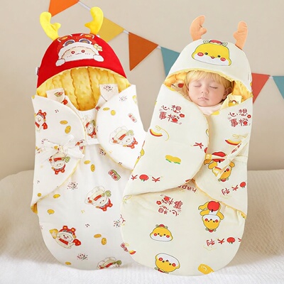 婴儿包被初生纯棉a类厚冬四季款新生宝宝抱被睡袋二合一体式两用