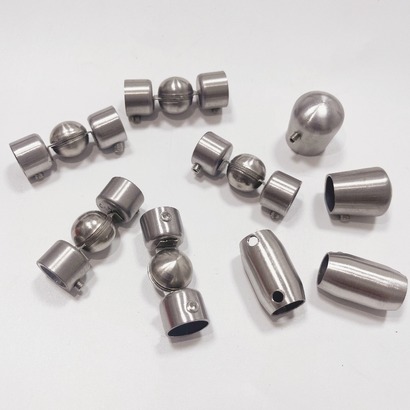 不锈钢弯头万向转楼梯扶手拐角配件万向接头封口接头圆钢棒连接件