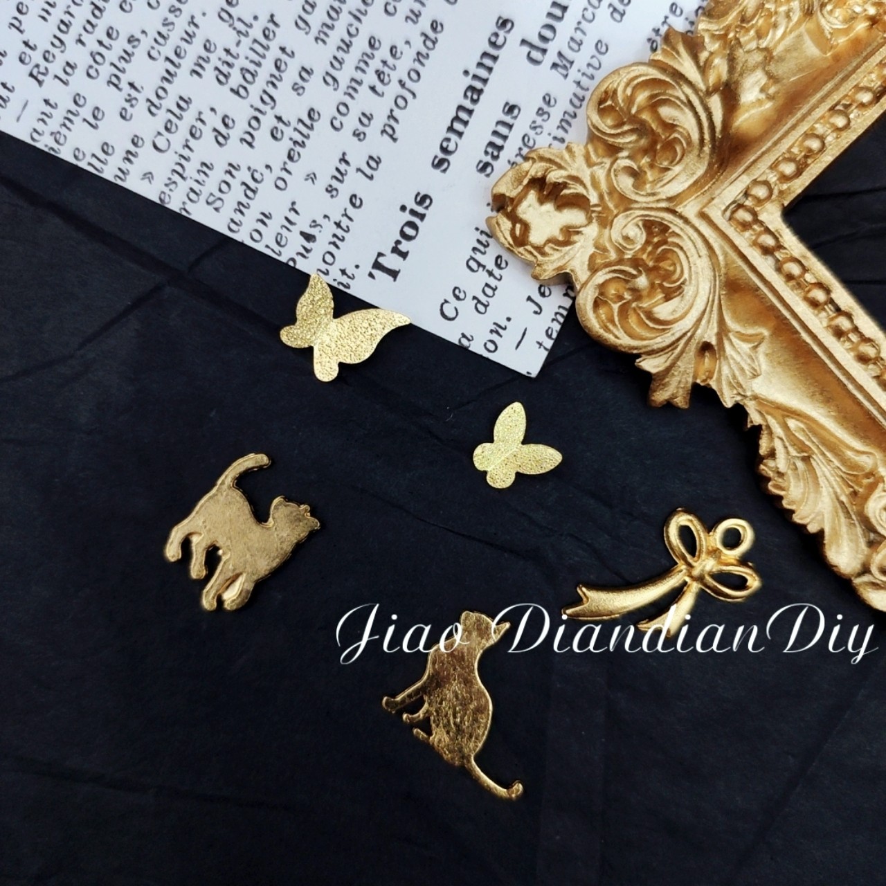 diy蝴蝶猫咪金属填充物UV树脂封入物麻将材料象棋合金配件蝴蝶结