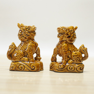 唐三彩陶瓷麒麟一对家居客厅玄关门口室内室外摆放装饰品摆设