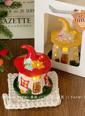 圣诞节可爱儿童礼物陶瓷小夜灯精灵桌面装饰摆件氛围感卧室睡眠灯