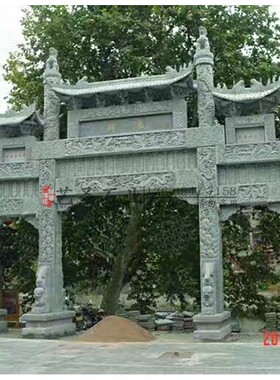 艺圣中式石牌坊手工石门石牌楼