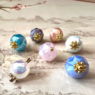 DIY多面体仿玛瑙灯笼珠南瓜珠旗袍马甲复古汉服唐装玉石纽扣