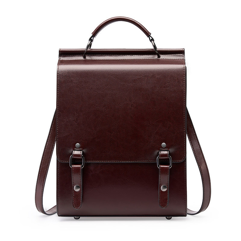 复古油蜡牛皮双肩包女式背包2025新款学院风时尚真皮多功能女包包