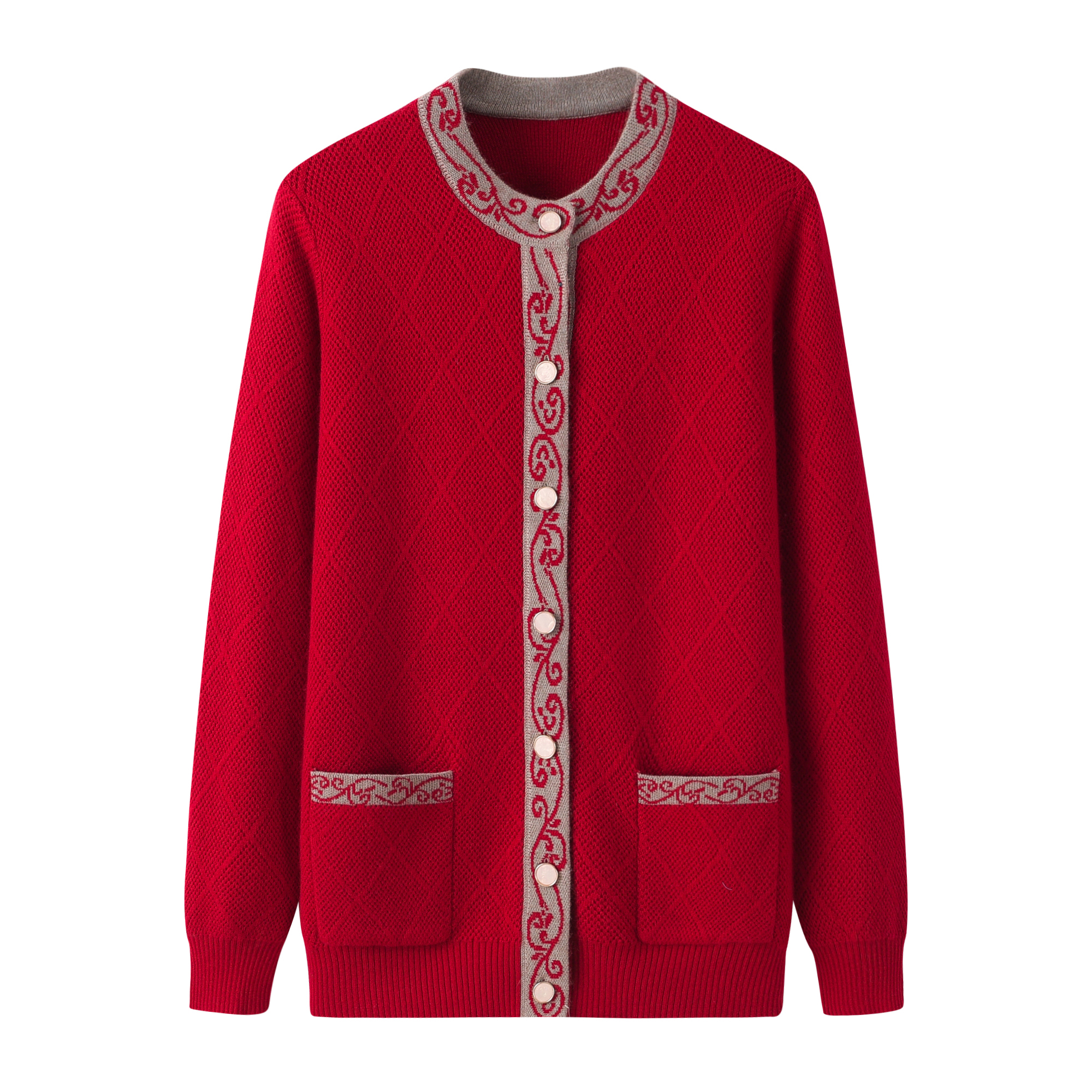 圆领毛衣秋冬带兜新款休闲羊绒衫