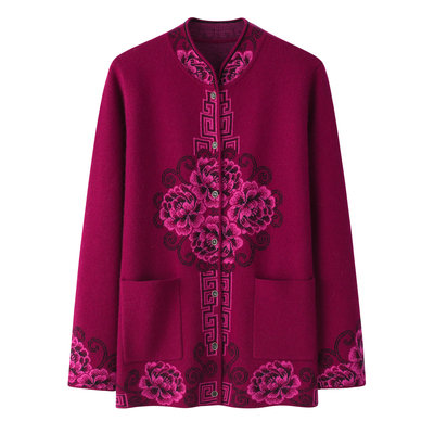 新品山羊绒衫针织开衫妈妈装毛衣