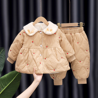 简约棉两件冬季加绒加棉加厚套装