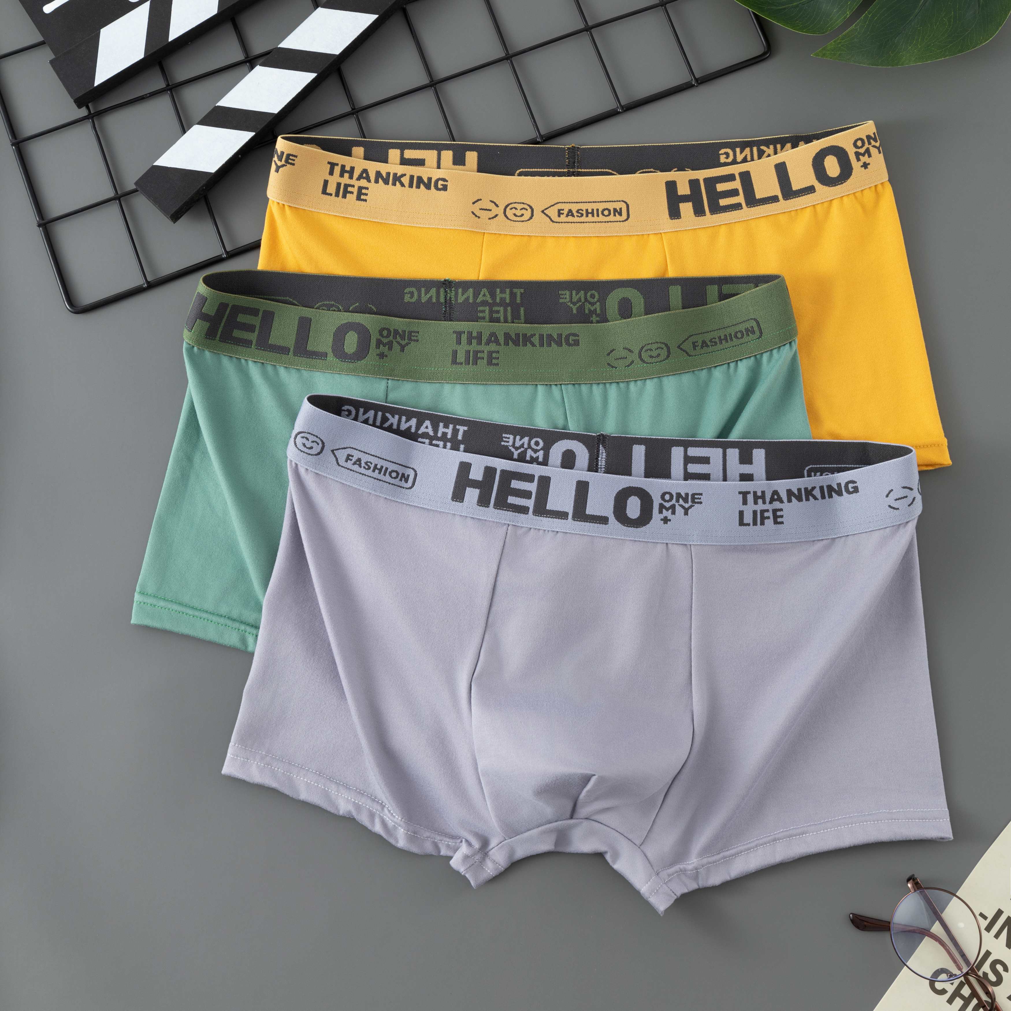 夏季男士内裤男生平角裤透气舒适四角底裤青年短裤衩