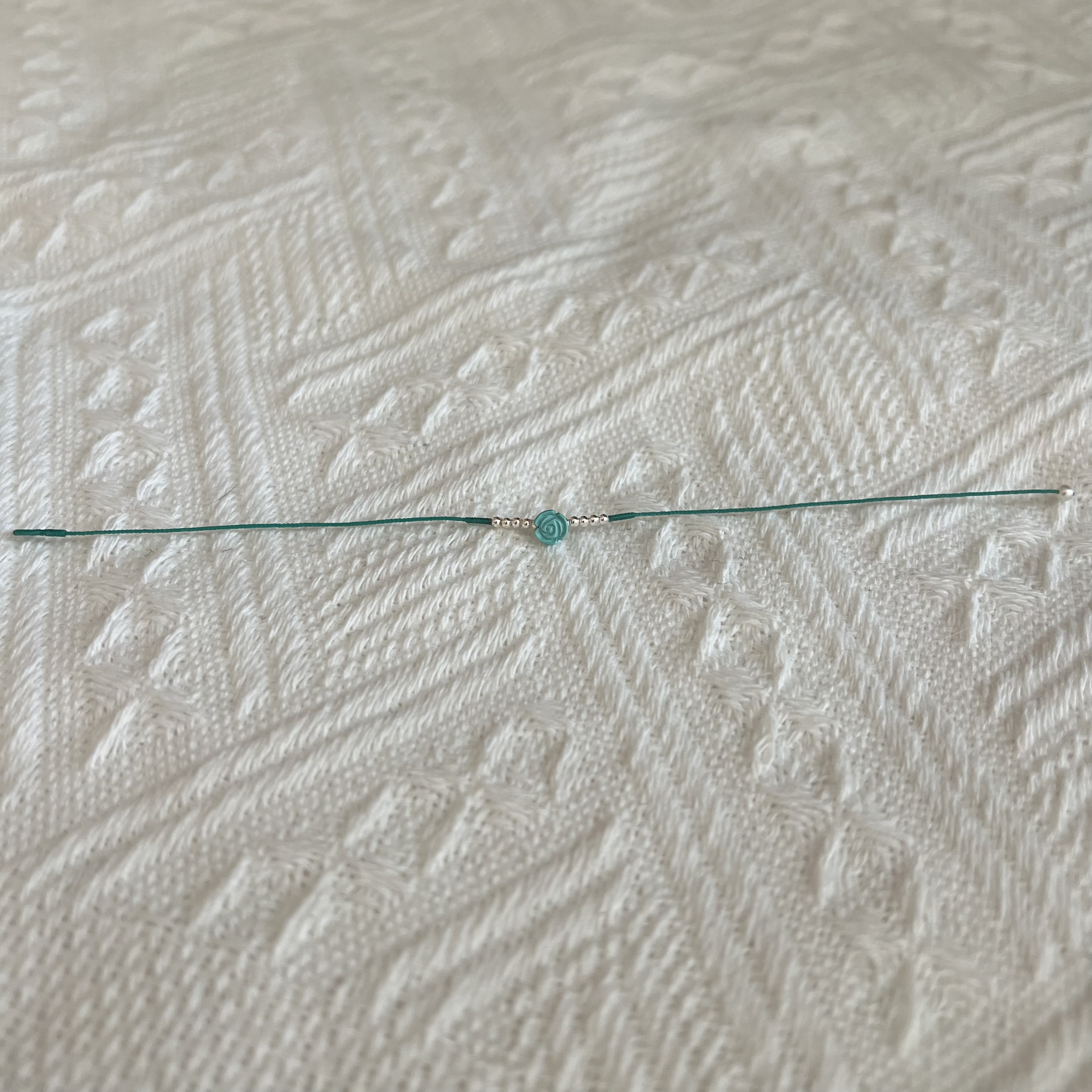 限量版极细蒂芙尼蓝微雕天然松石编织手绳固口手链